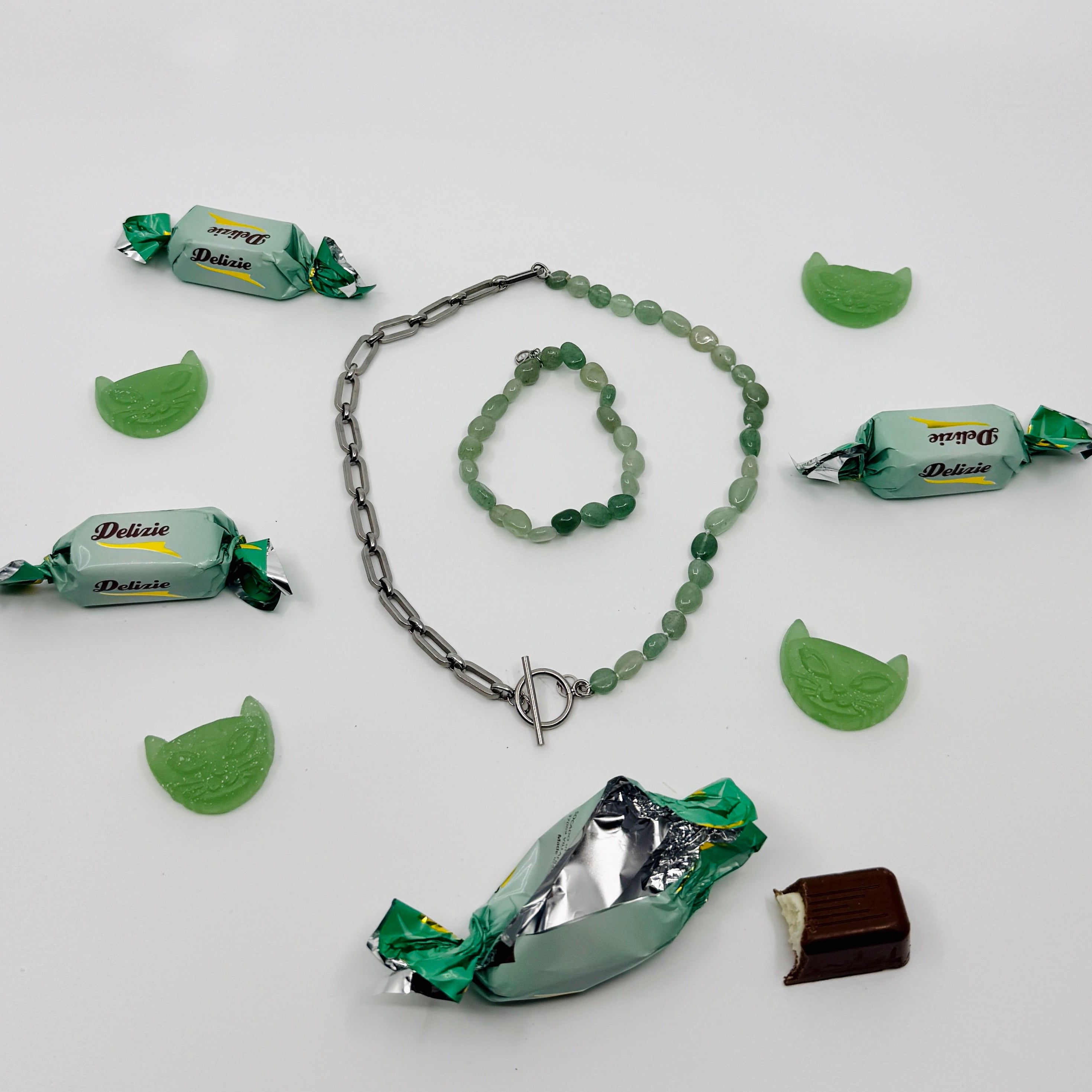 Chunky Gem Oval Bracelet Green