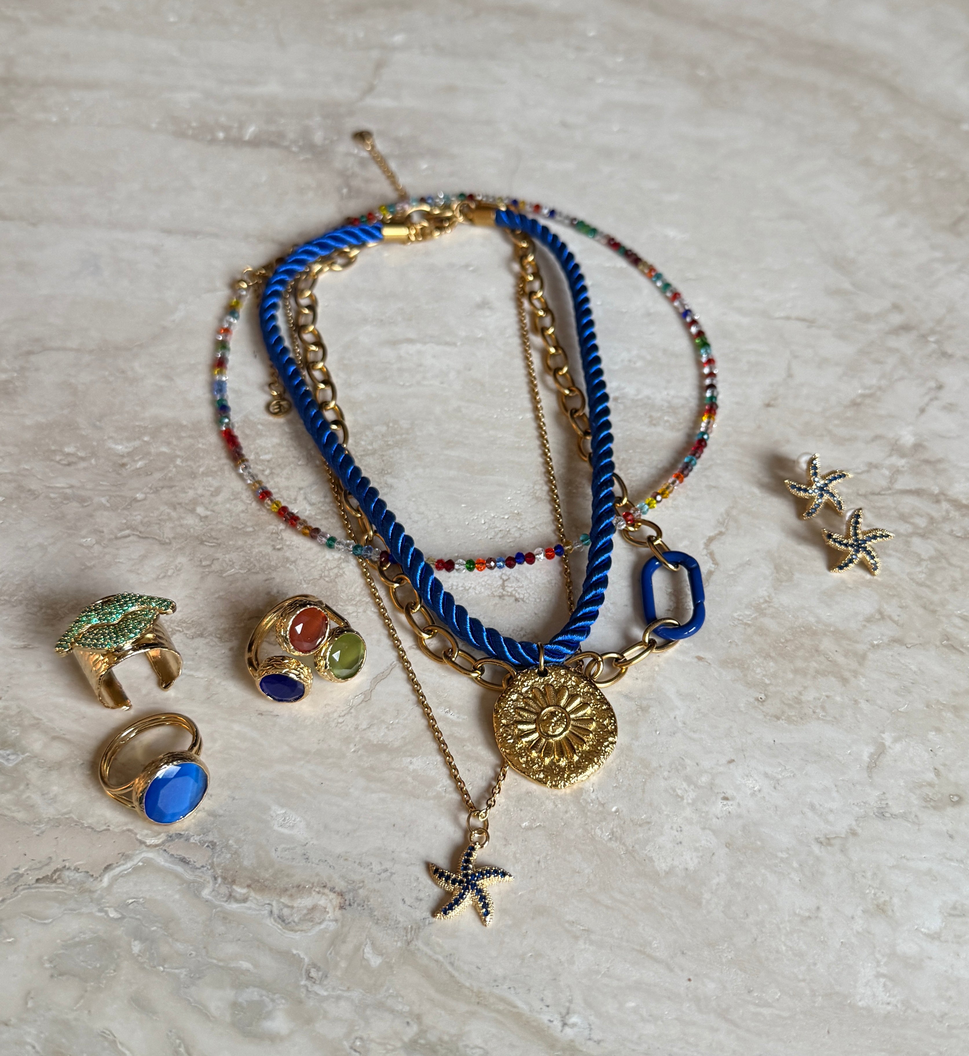 Bellis Rope Necklace Blue