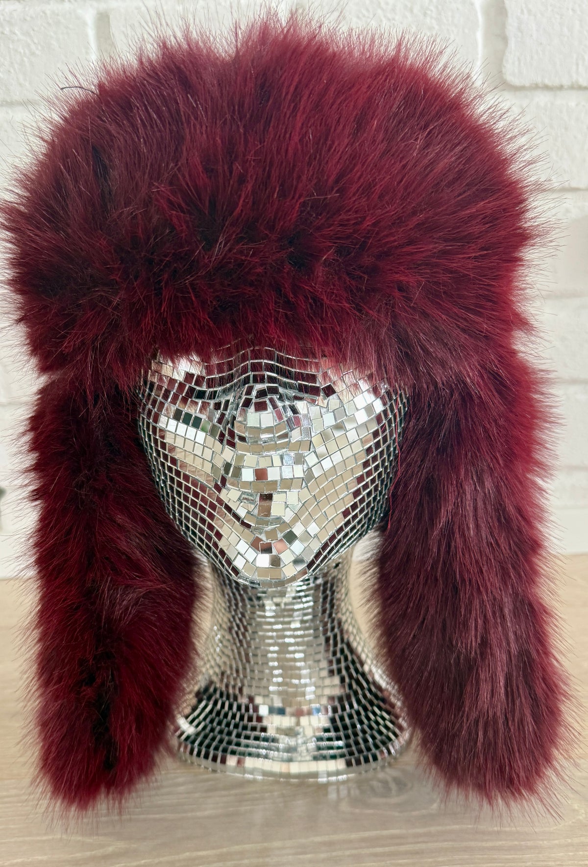 Faux Fur Hat Burgundy