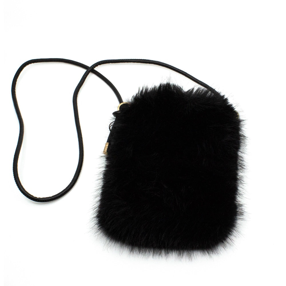 Faux Fur Mobilväska Svart