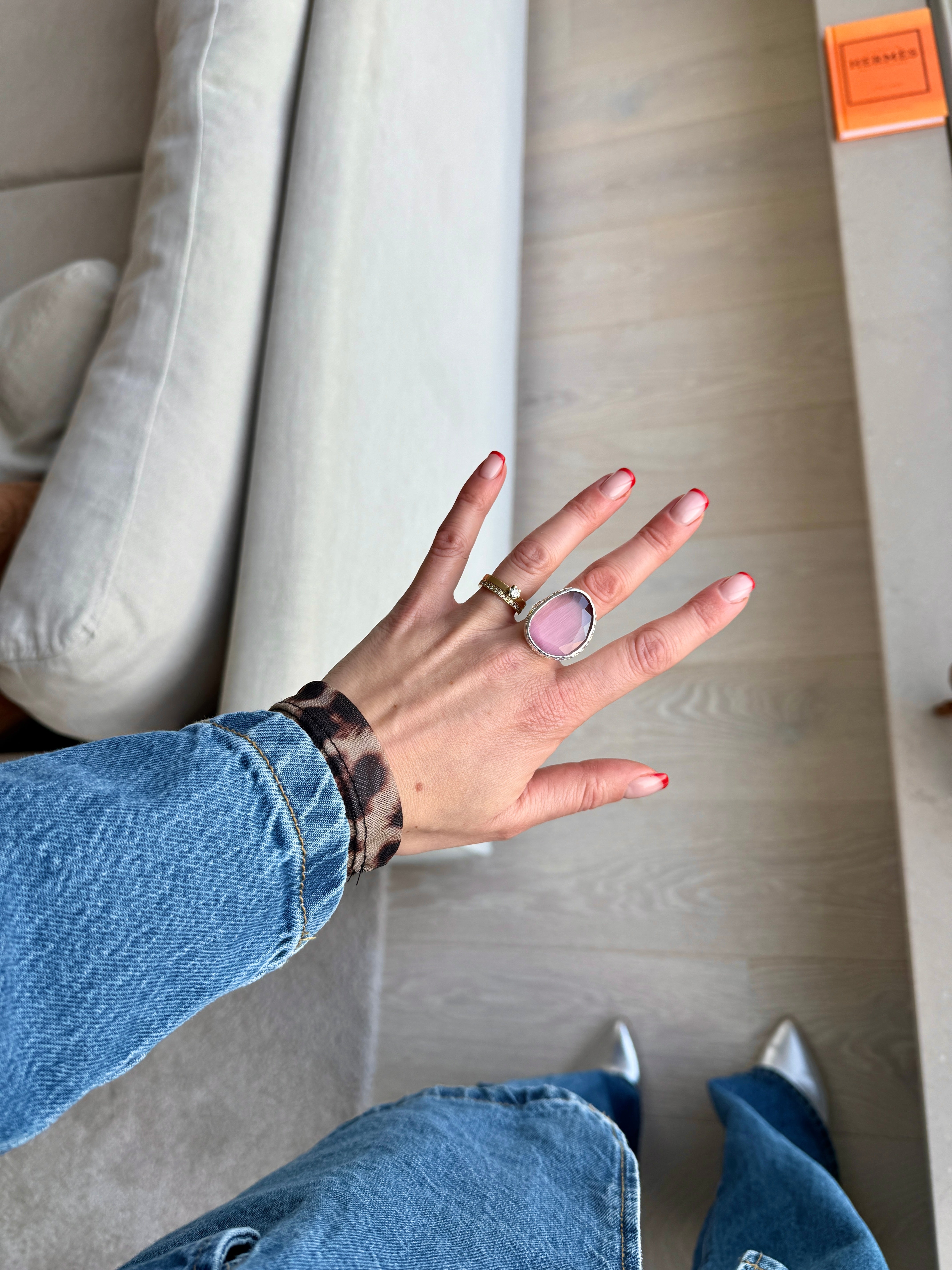 Omikron Silver Big Ring Ljusrosa
