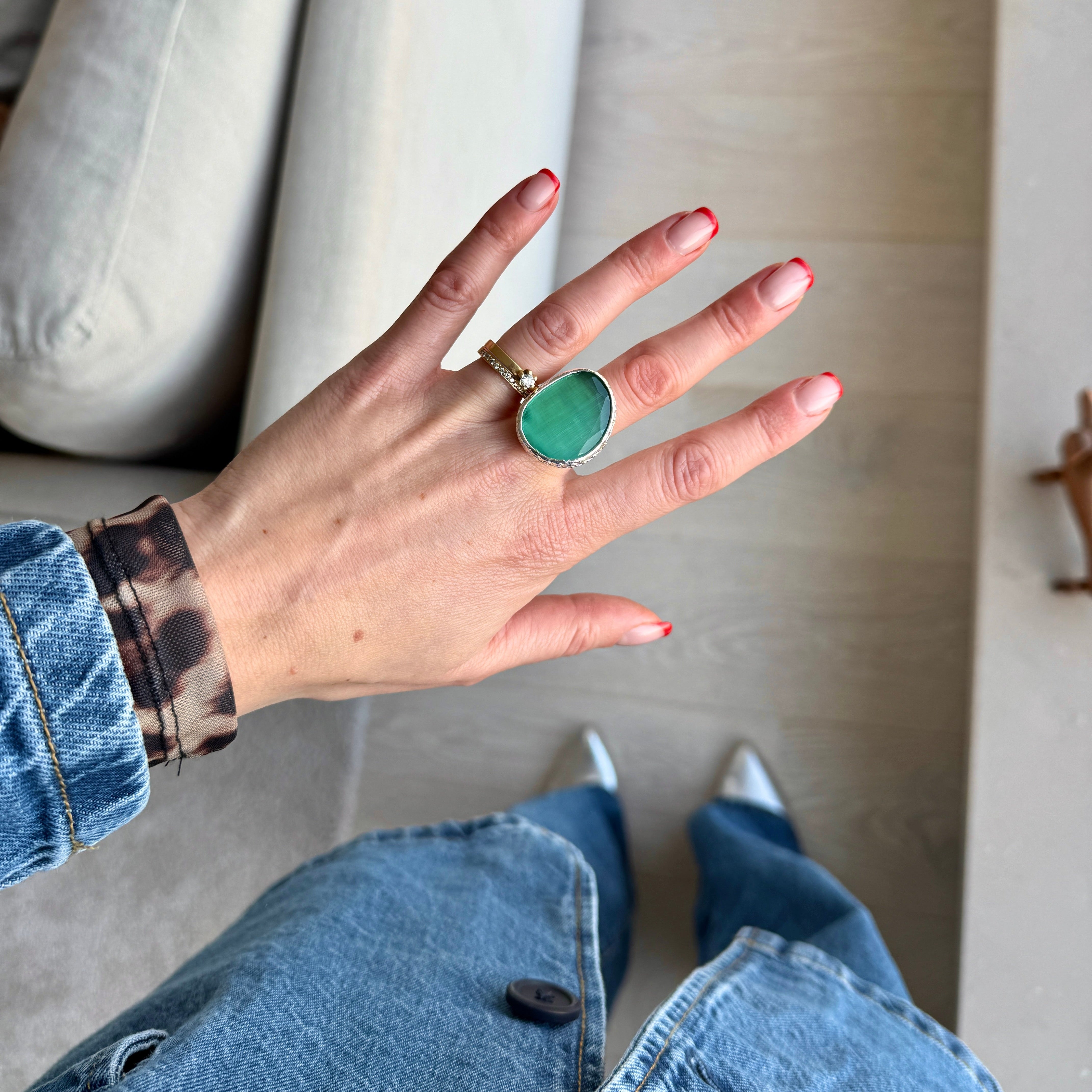 Omikron Silver Big Ring Turquoise