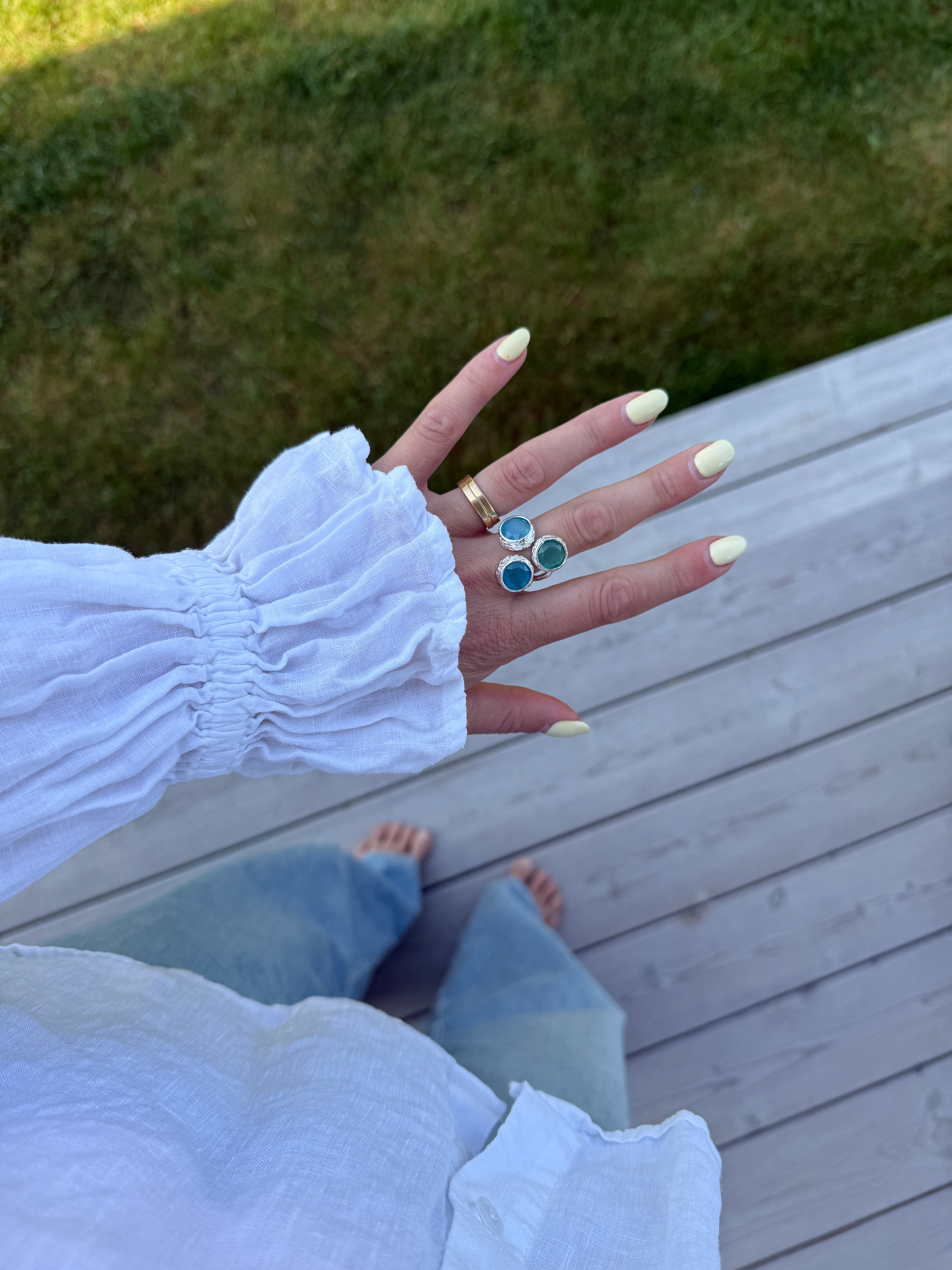 Triple Tau Silver Ring Ocean