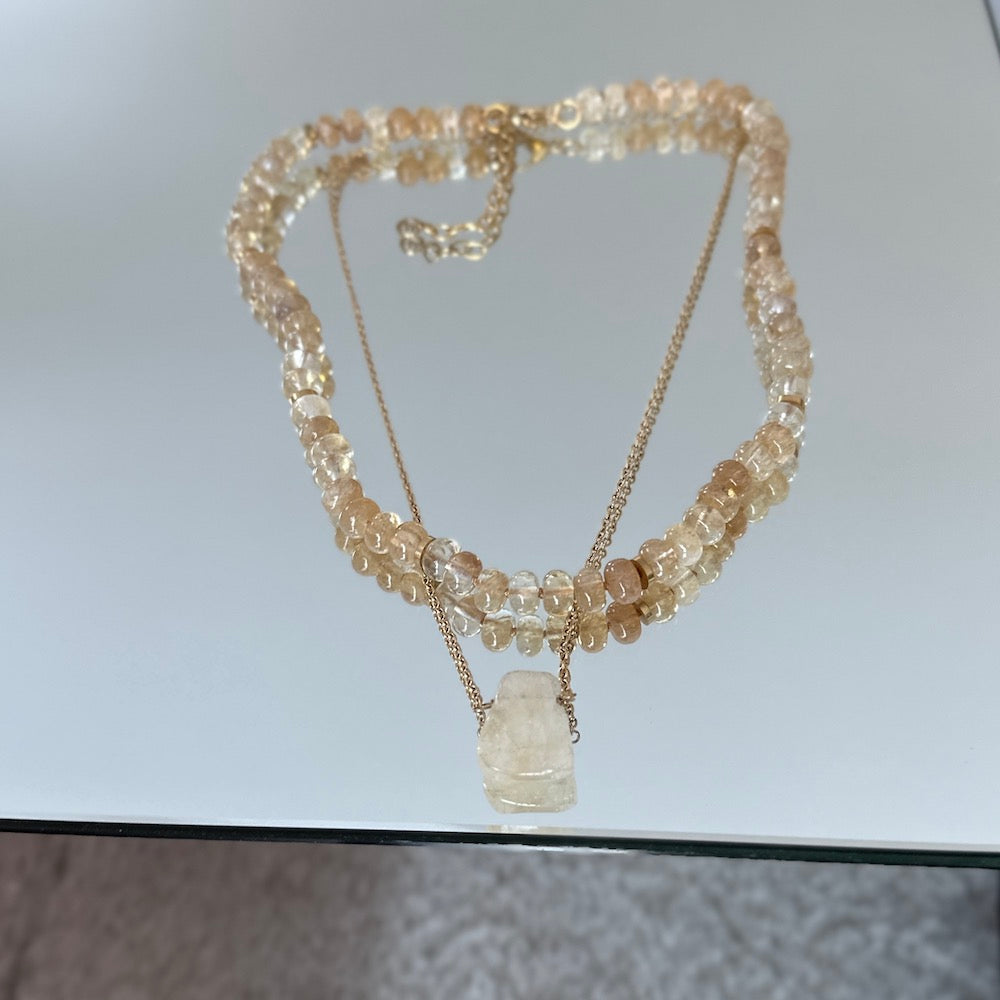 Chunky Gem Halsband Citrin
