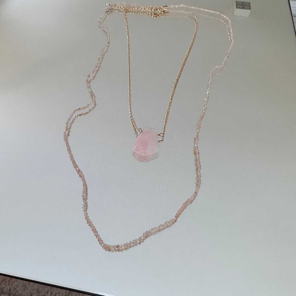 Mini Gem Necklace Rose Quartz