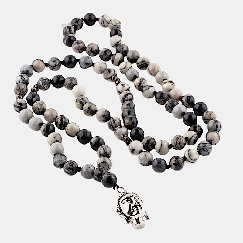 Buddha Halsband Grå Svart
