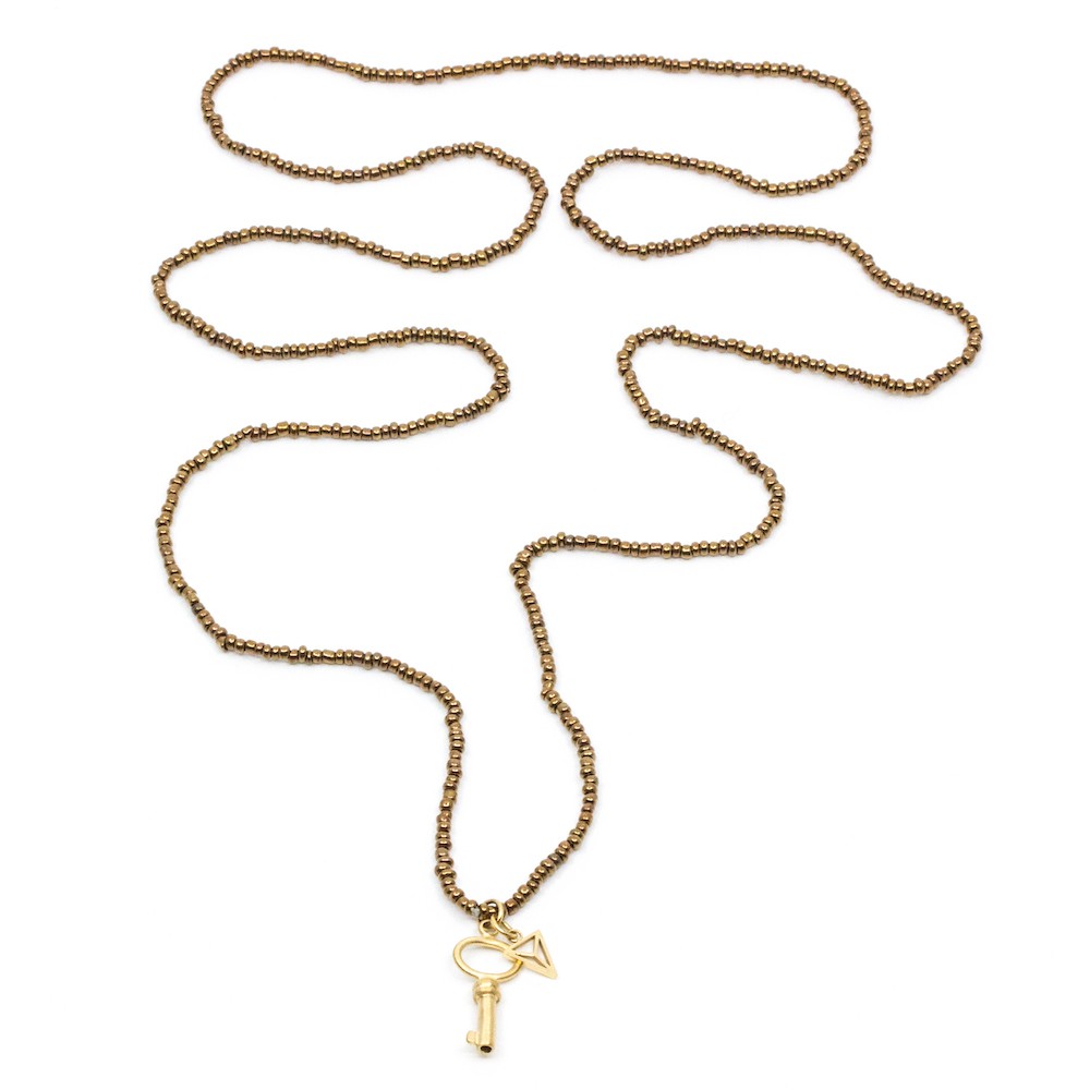 Small Key Halsband Brun Guld/Brun