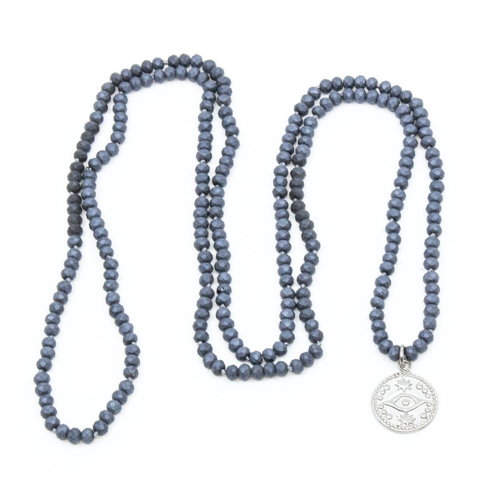 Eye Amulet Halsband Blue Silver Blå