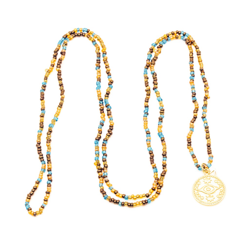 Eye Amulet Halsband Mini Gold Orange