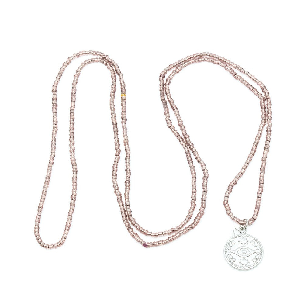Eye Amulet Halsband Mini Silver Lila