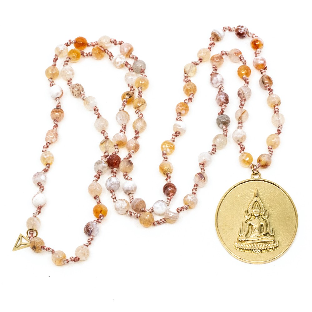 Round Buddha Icon Halsband Peach Peach