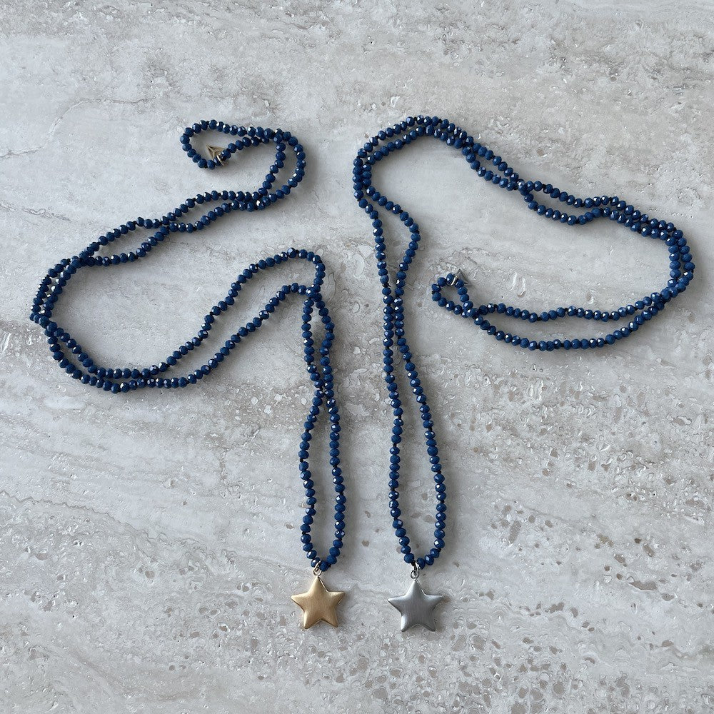 Silver Soft Star Halsband Blå Blå