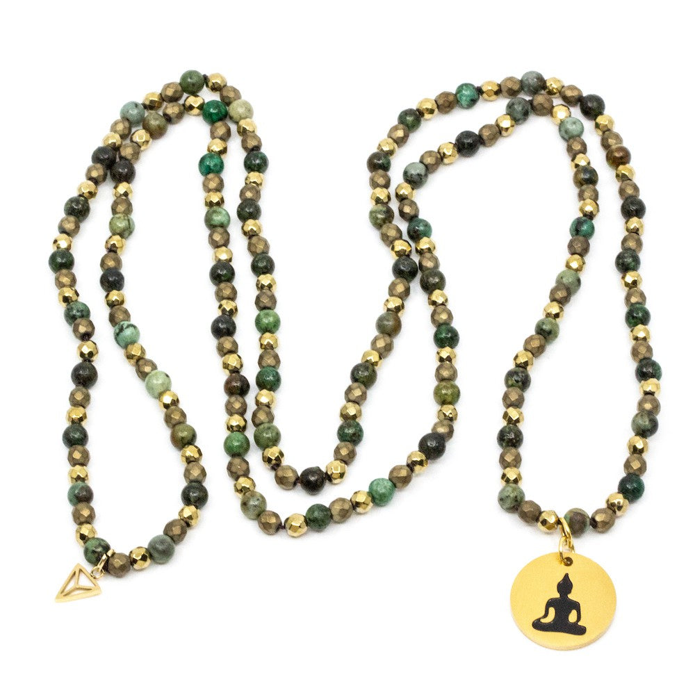 Buddha Amulet Halsband Grön Grön