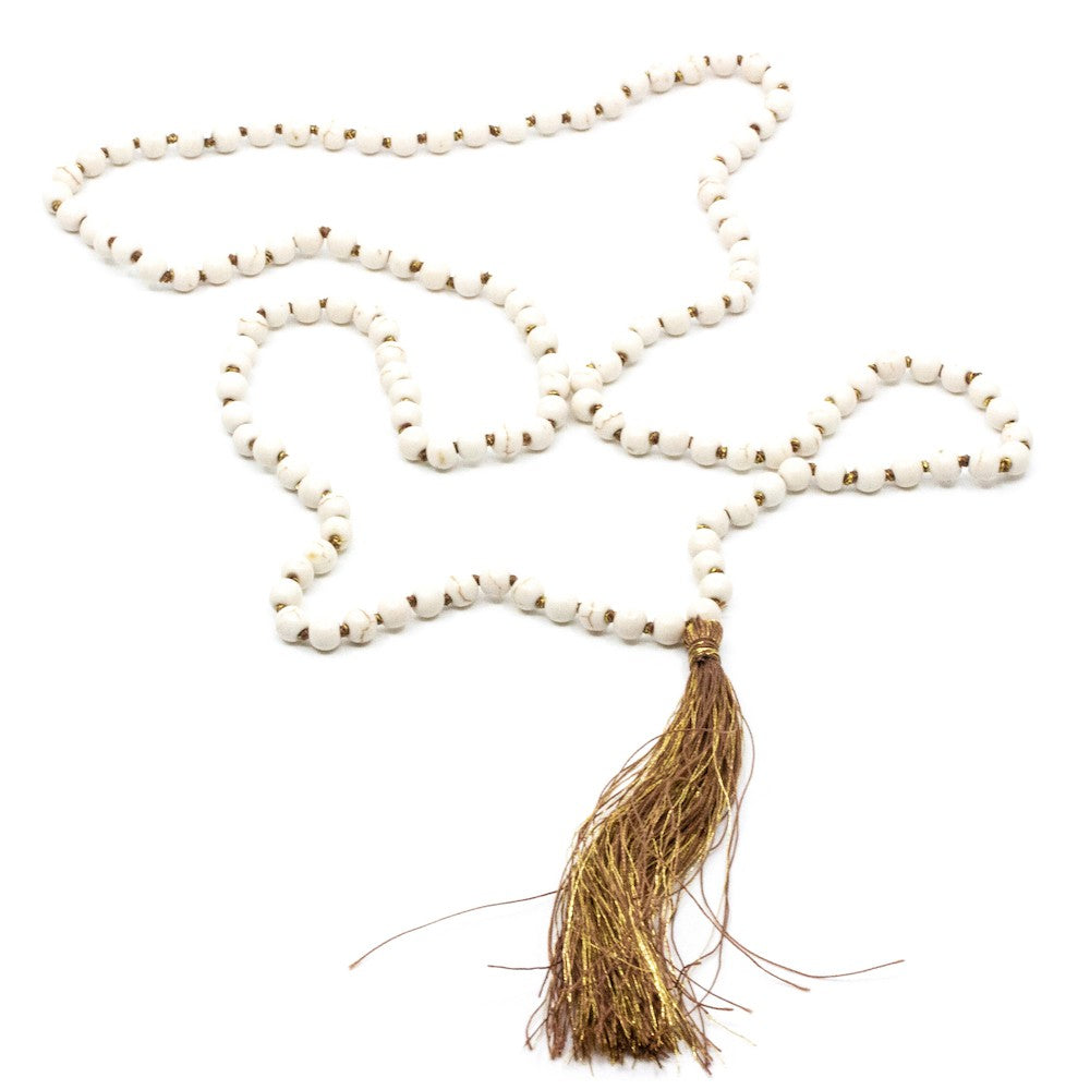 Gold Tassel Halsband Vit Vit
