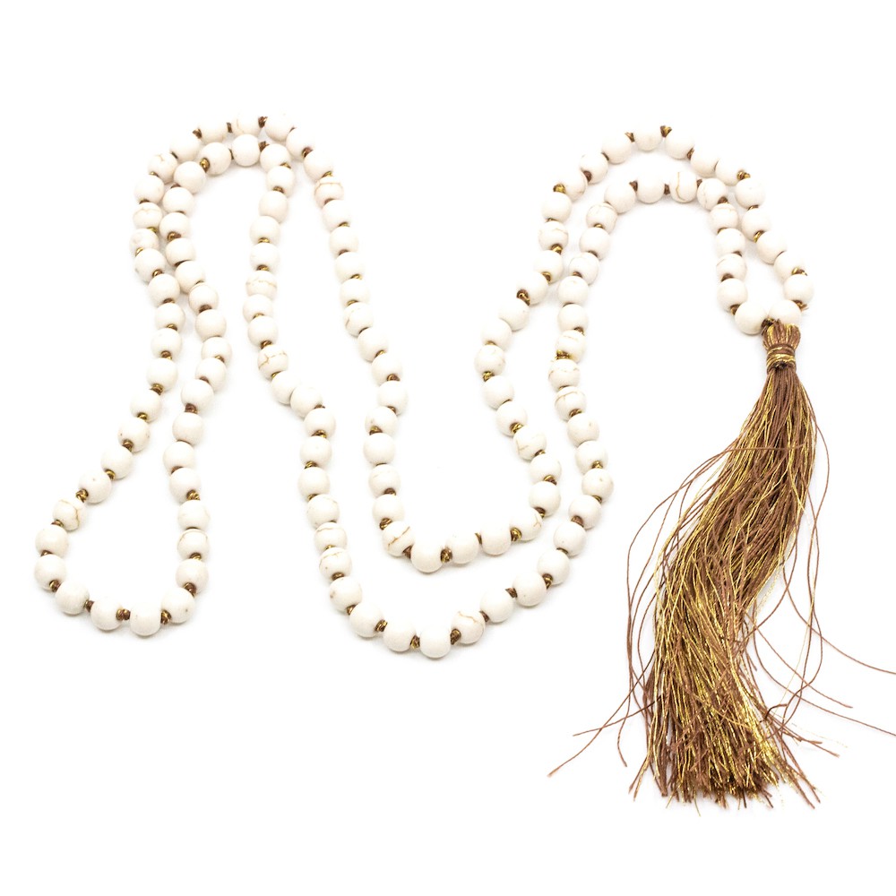 Gold Tassel Halsband Vit Vit