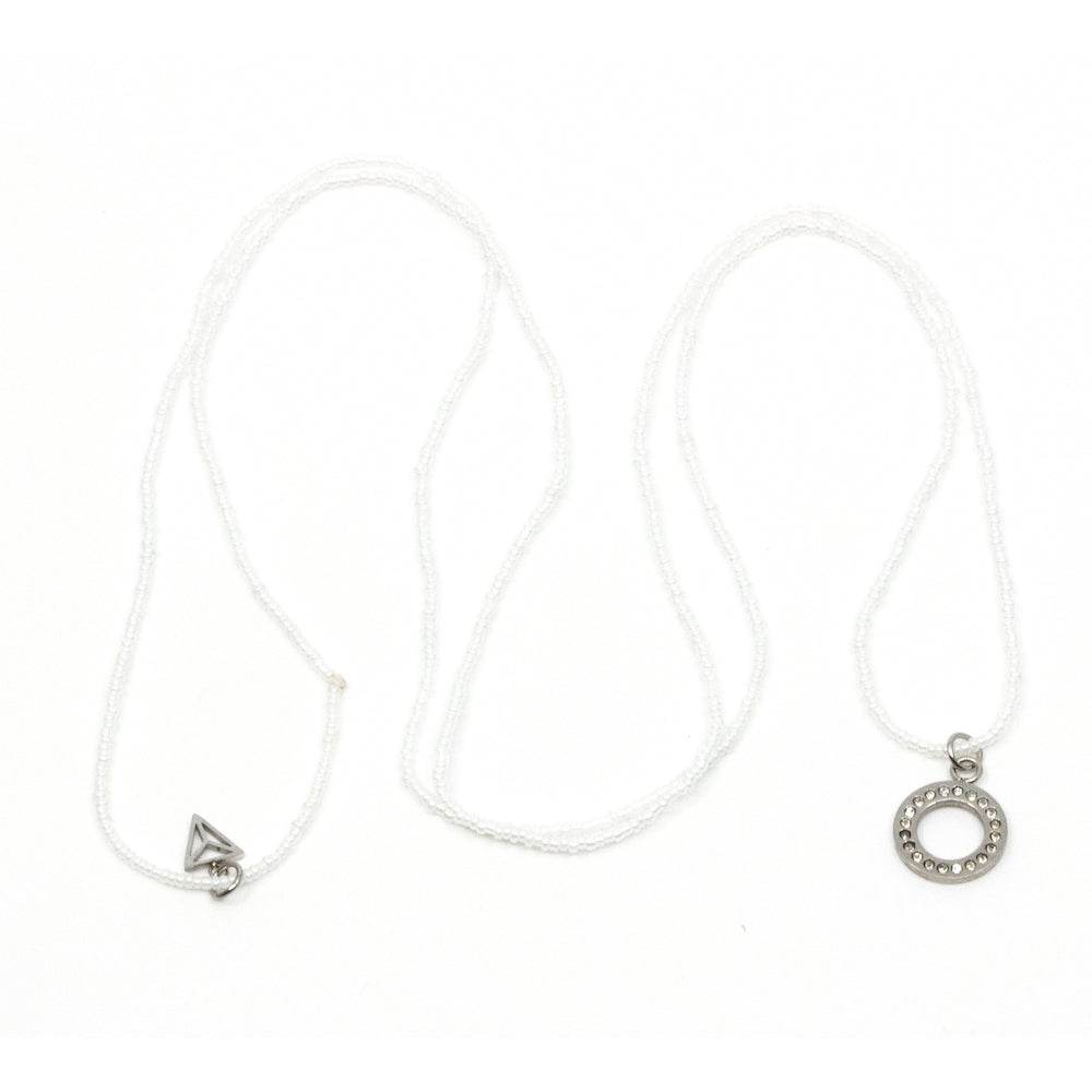 Crystal Ring Necklace White