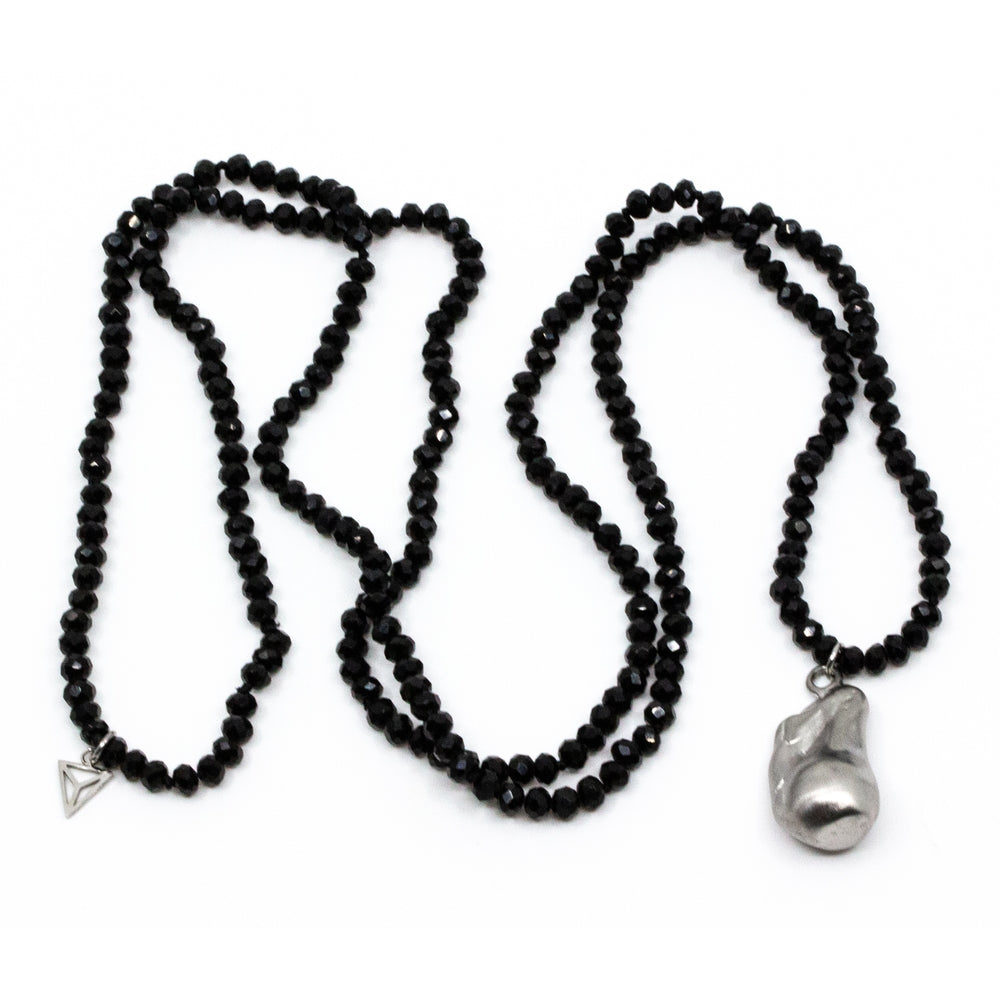 Chunky Steel Pearl Necklace Black