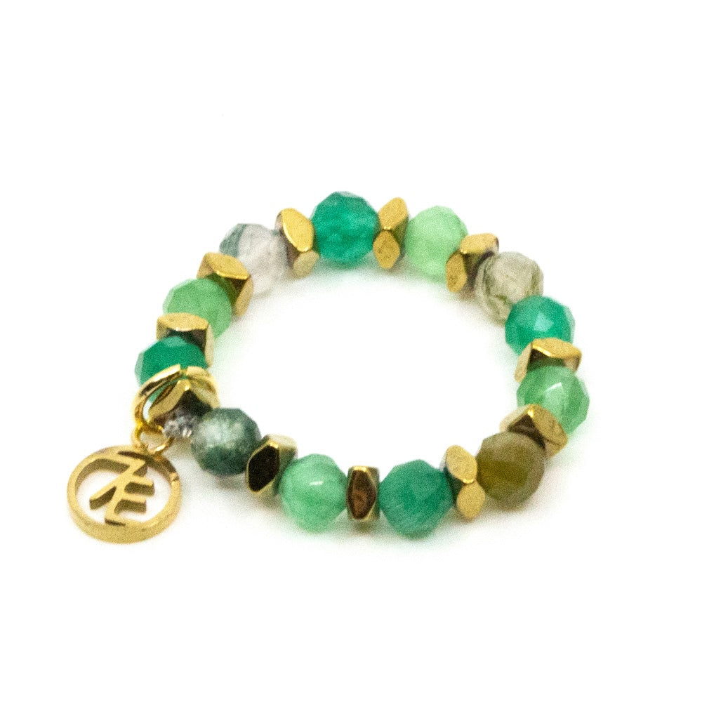 Green Jasper Elastic Ring