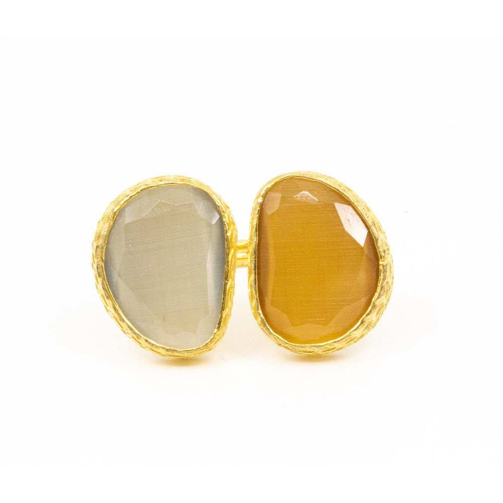 Double Omikron Ring Ljus Gul