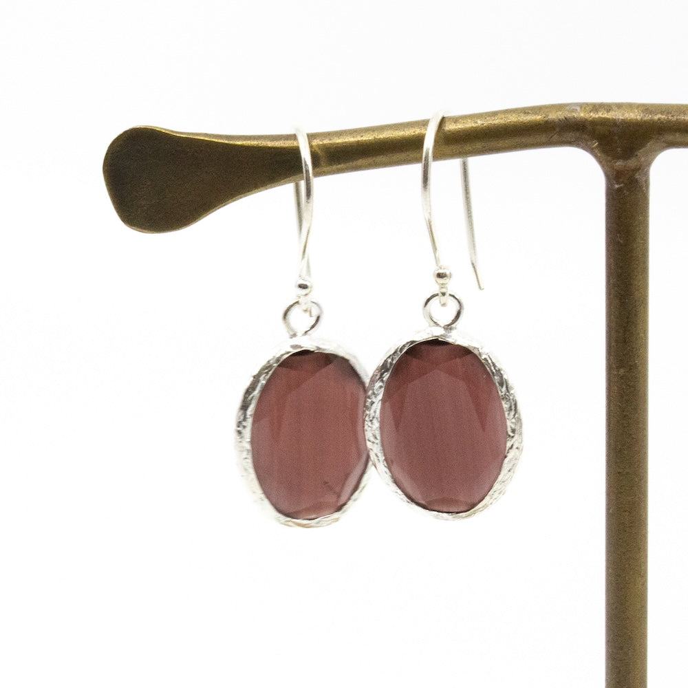Thea Earring Silver Burgundy