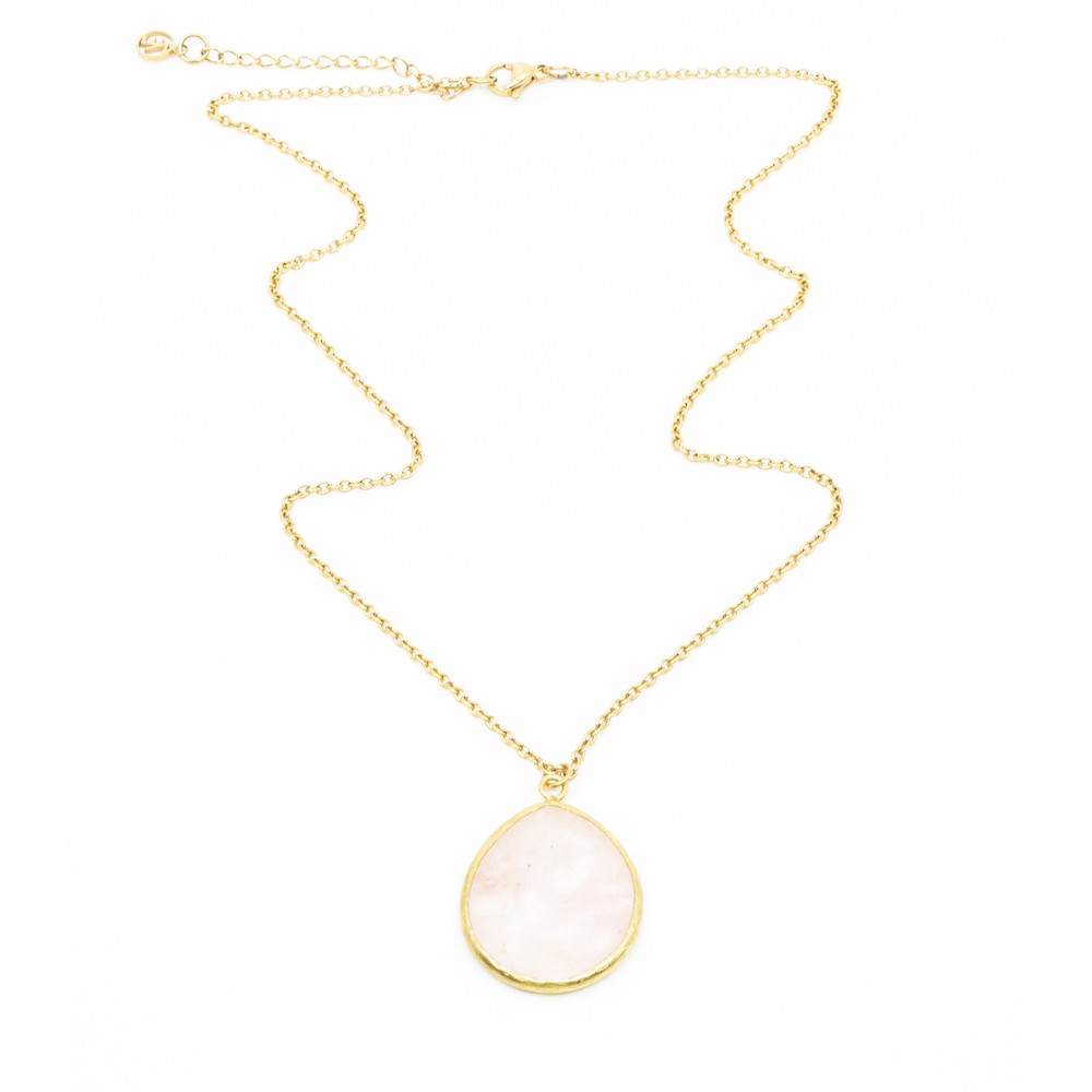 Theá Ädelsten Halsband Rosenkvarts Rosa/Guld