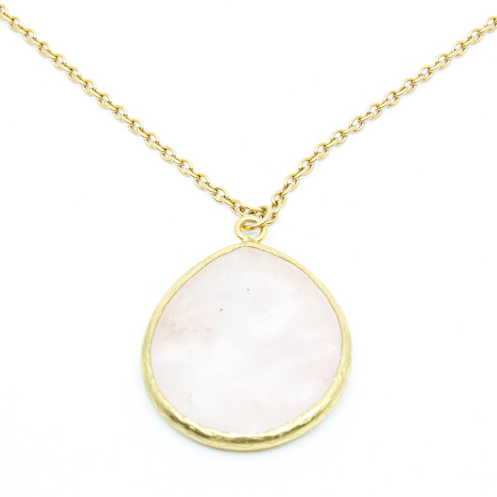 Theá Ädelsten Halsband Rosenkvarts Rosa/Guld