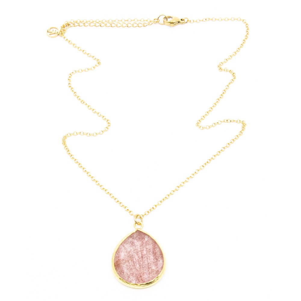 Theá Ädelsten Halsband Jordgubbskvarts Guld/Rosa