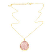 Theá Ädelsten Halsband Jordgubbskvarts Guld/Rosa