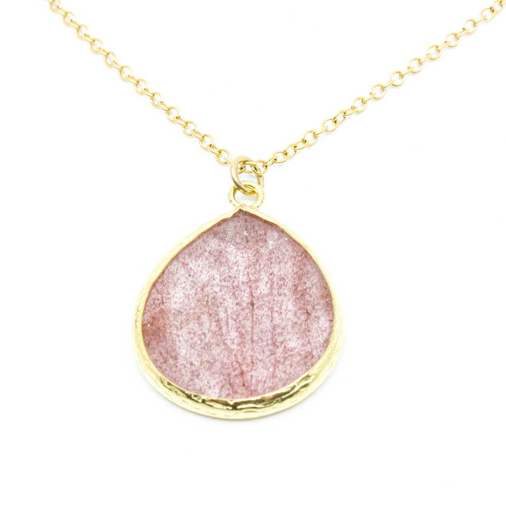 Theá Ädelsten Halsband Jordgubbskvarts Guld/Rosa