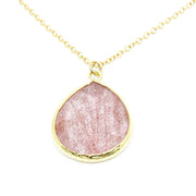 Theá Ädelsten Halsband Jordgubbskvarts Guld/Rosa