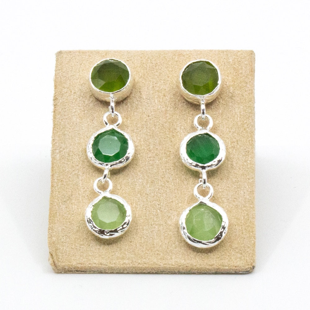 Tripple Tau Silver Örhänge Jade