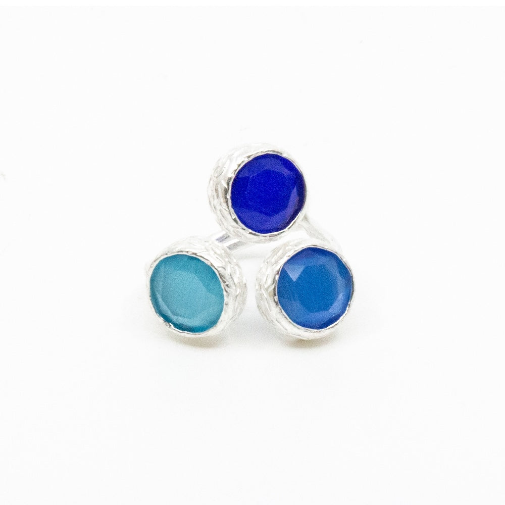 Tripple Tau Ring Silver Blå