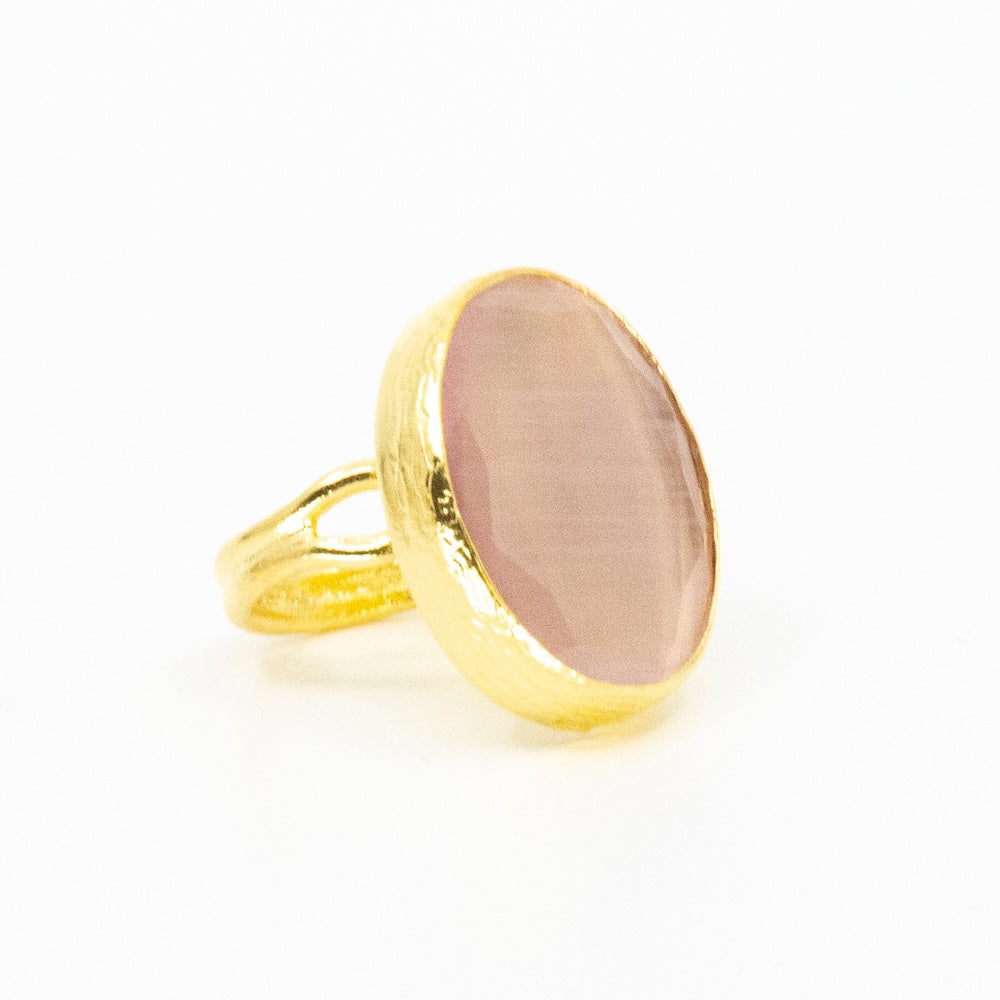 Thea Big Ring Guld Ljusrosa
