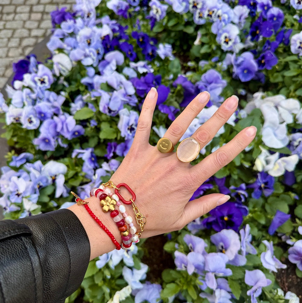 Thea Big Ring Guld Ljusrosa