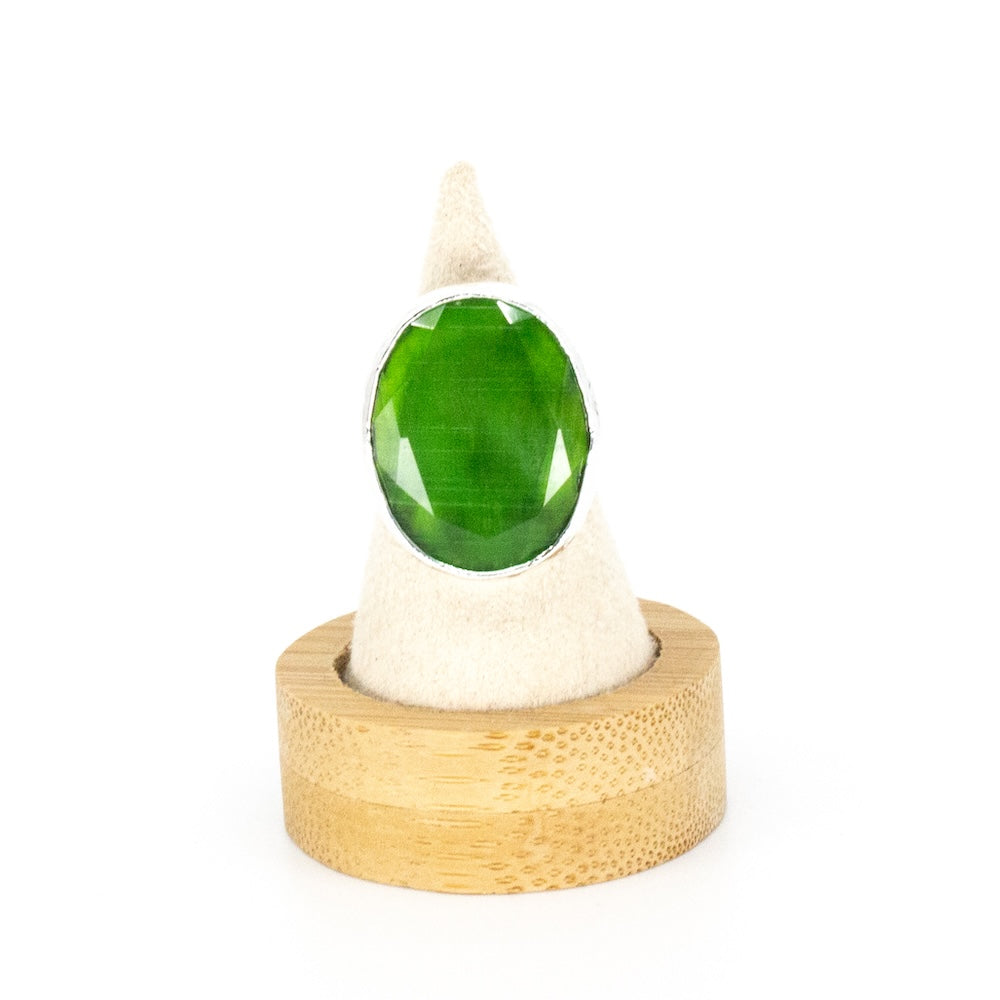 Thea Big Ring Silver Äppelgrön
