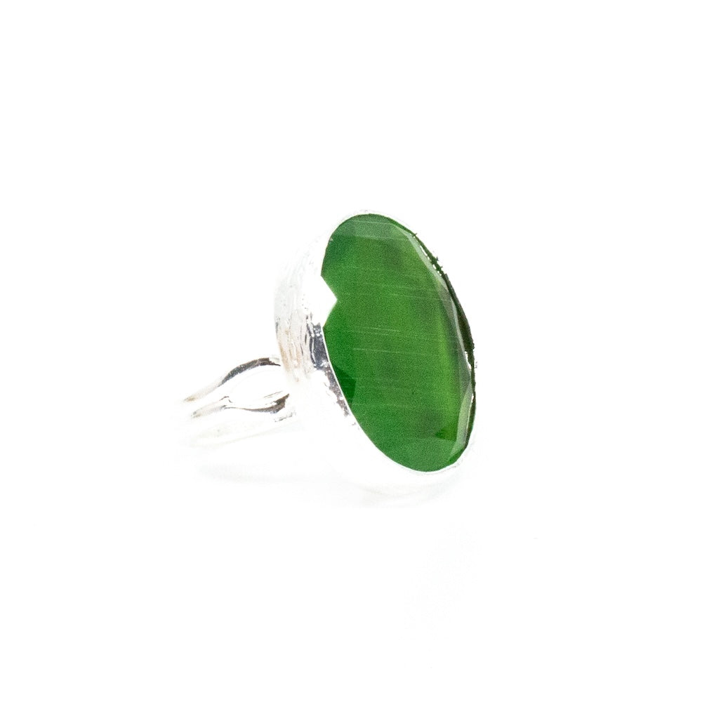 Thea Big Ring Silver Äppelgrön