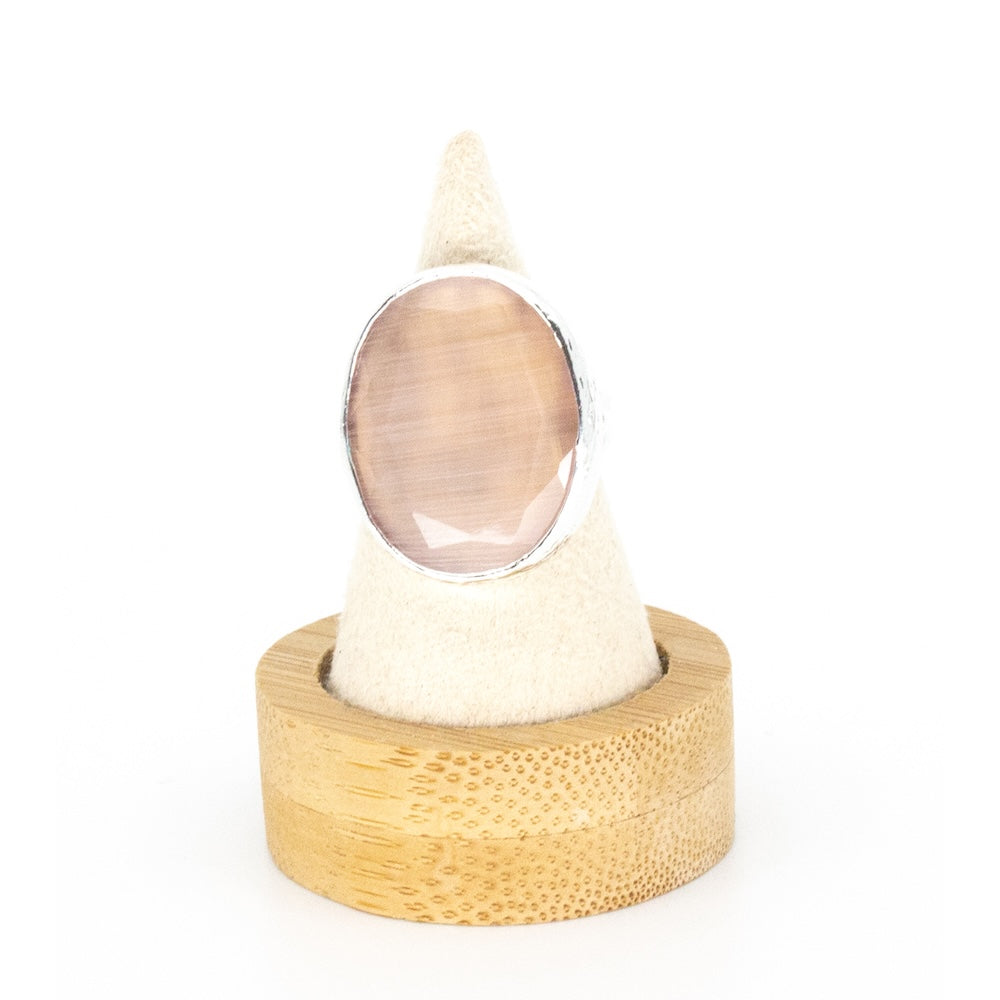 Thea Big Ring Silver Ljusrosa