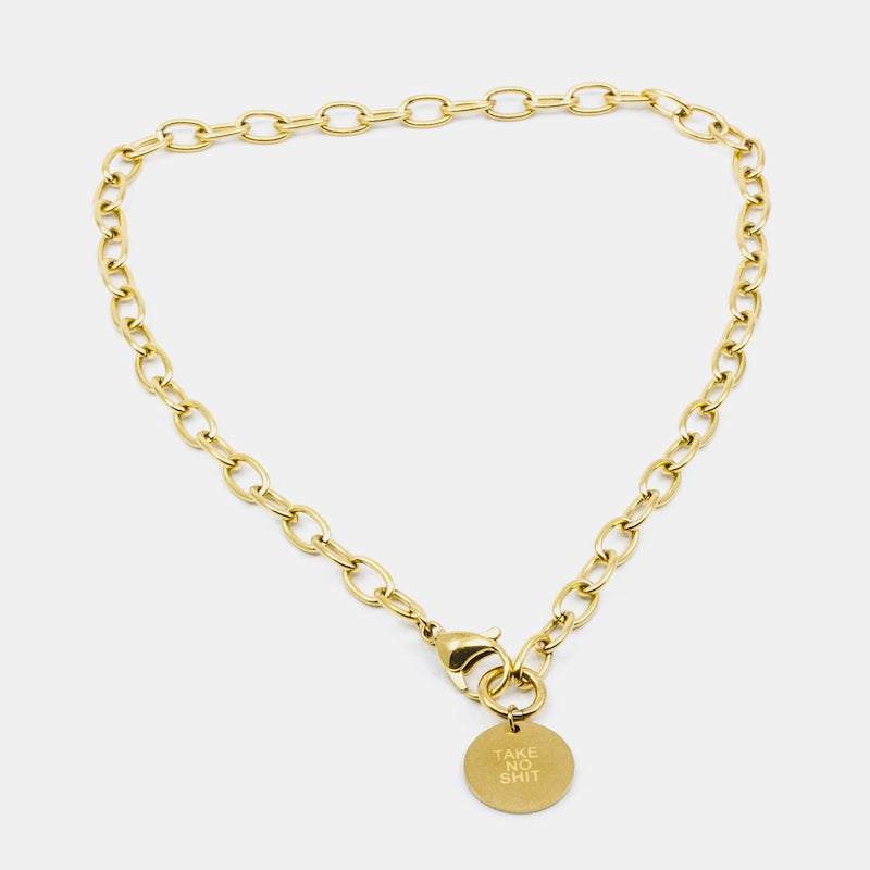 TAKE NO SHIT Halsband Guld Guld