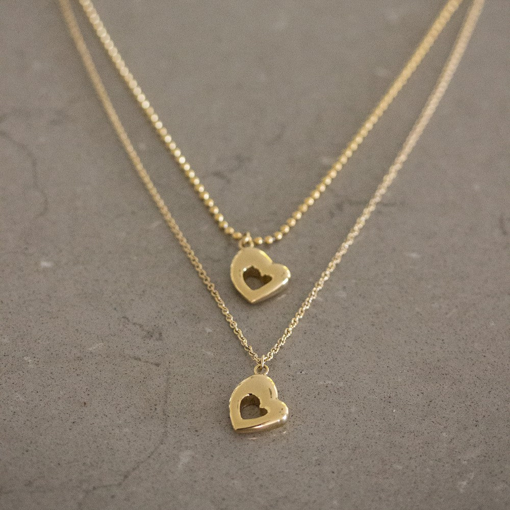 Retro Heart Halsband 90cm Guld Guld