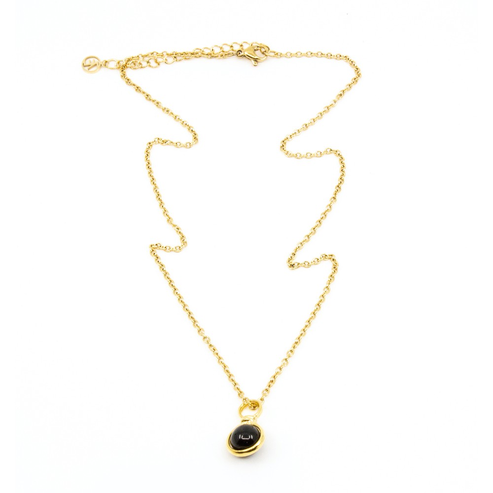 Beads Single Halsband 42cm Svart Guld