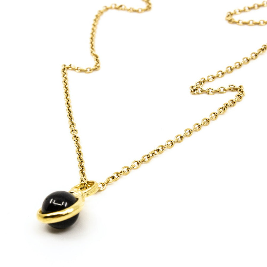 Beads Single Halsband 42cm Svart Guld