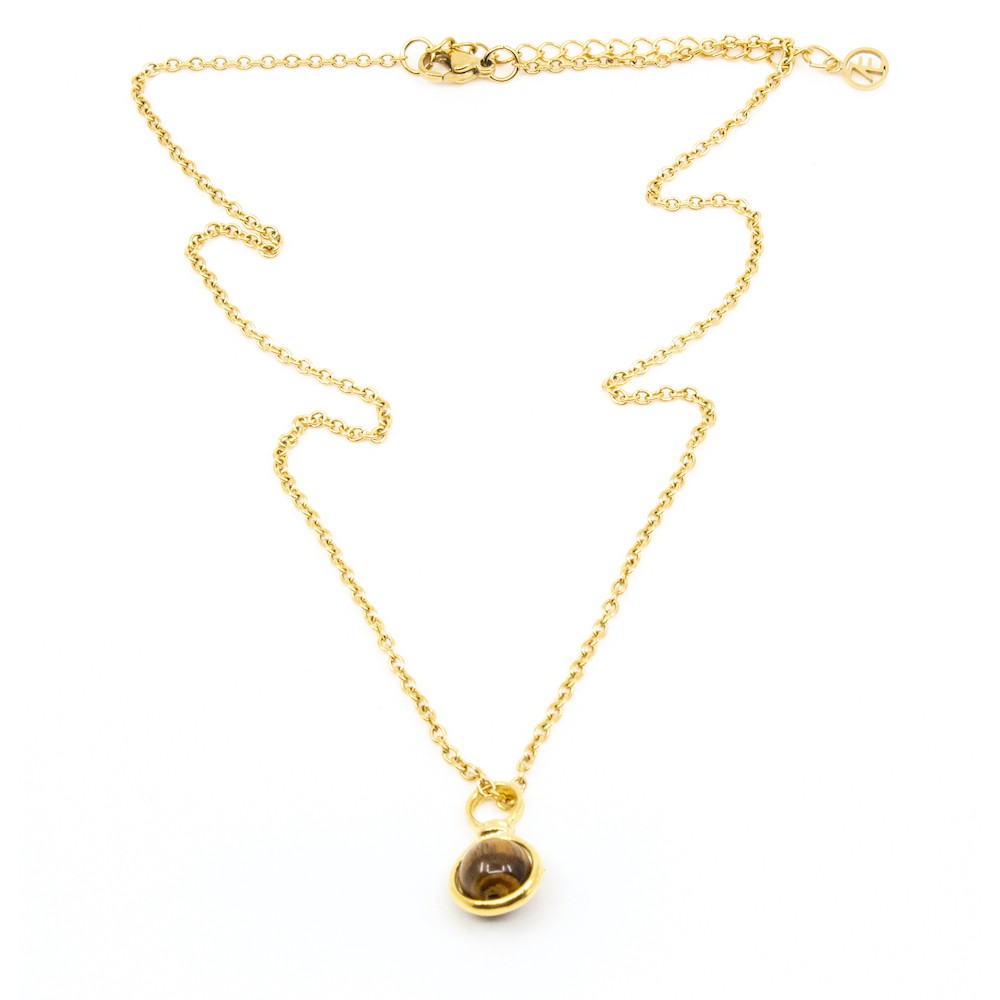 Beads Single Halsband 42cm Tigeröga Guld