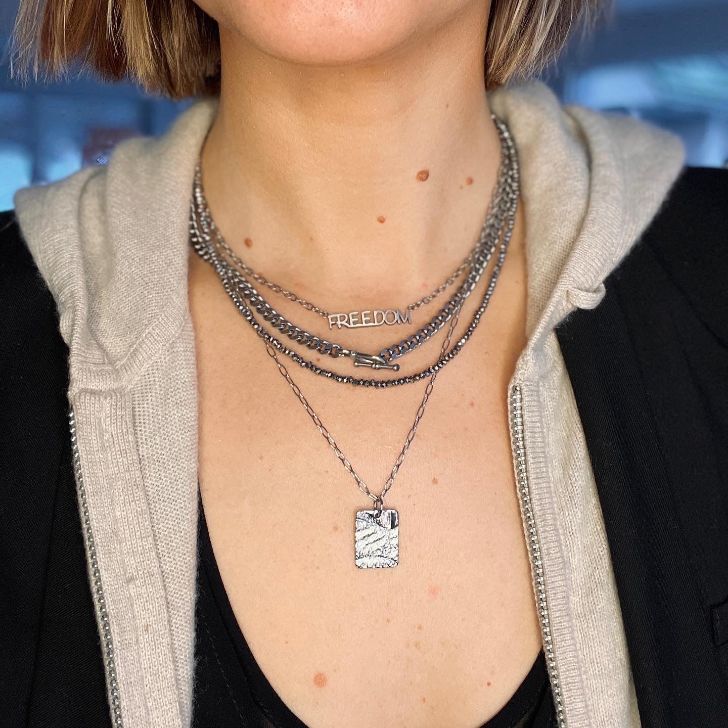 Big Flat Chain Halsband Silver Silver