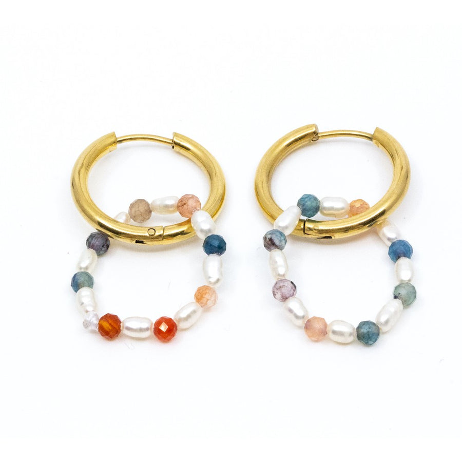 Pearl Beads Double Örhänge Vit Vit