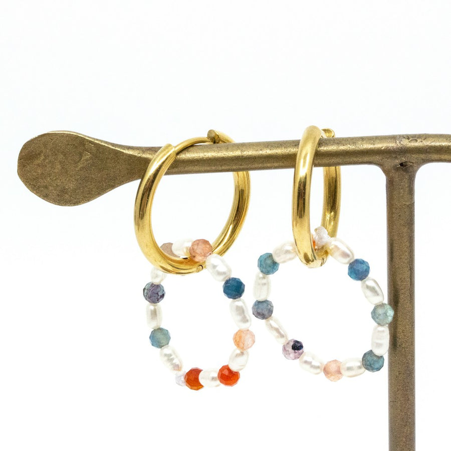 Pearl Beads Double Örhänge Vit Vit