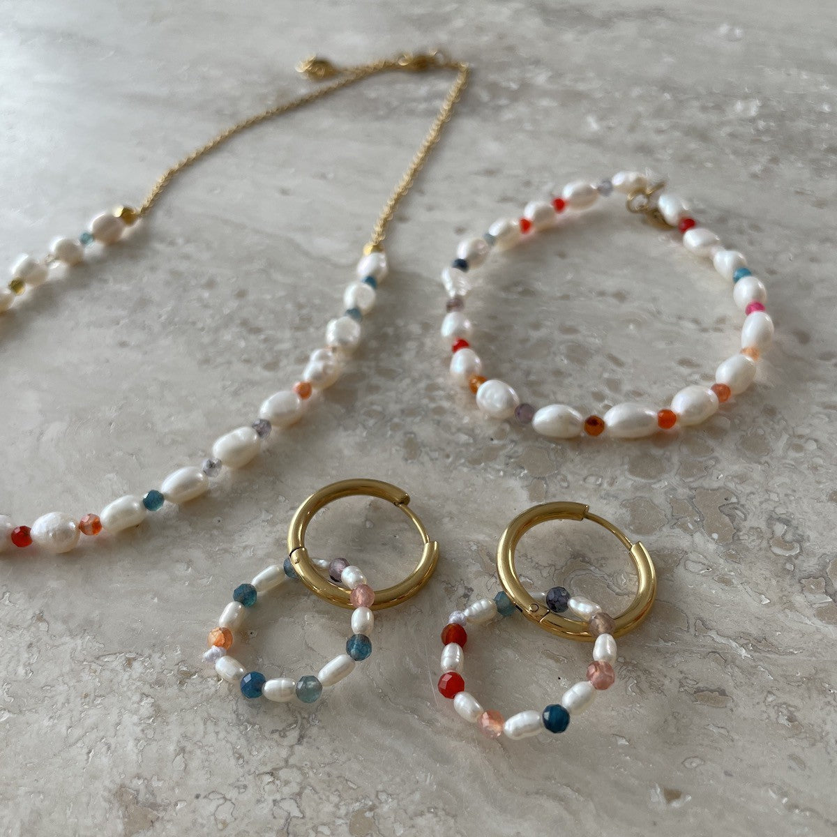 Pearl Beads Double Örhänge Vit Vit