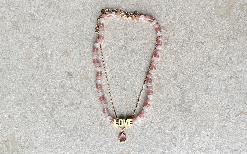 LOVE Halsband Rosa Multi