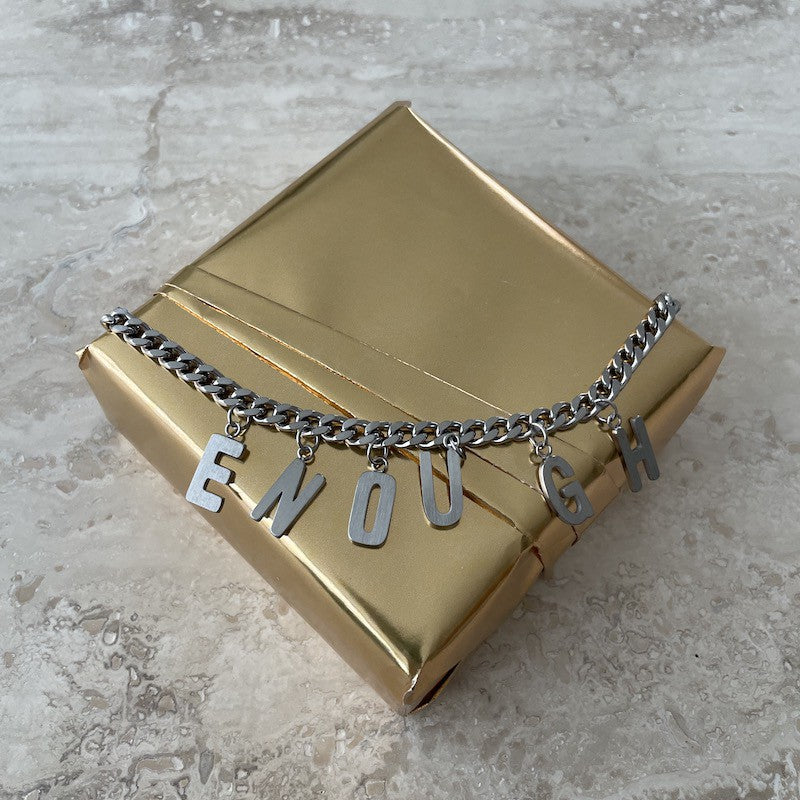 ENOUGH Halsband 42cm Silver Silver