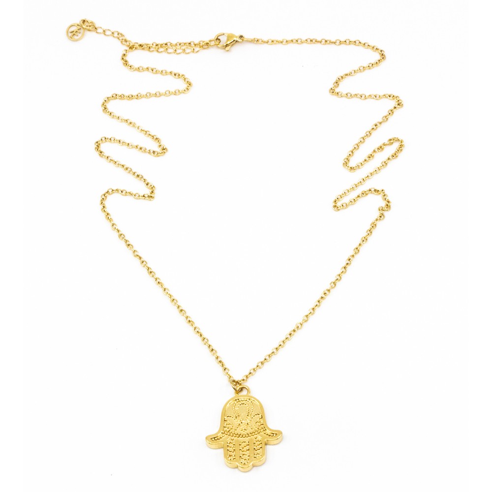 Hamsa Halsband 60cm Guld Guld