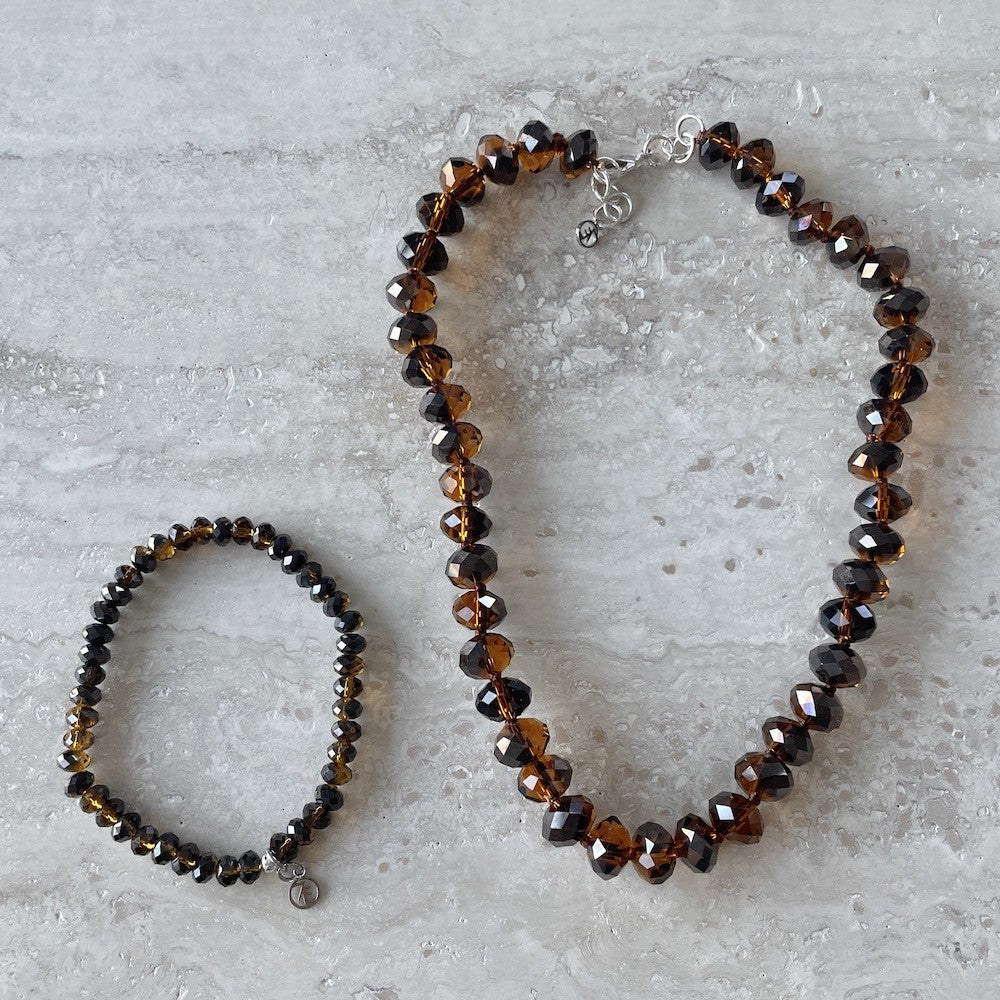 Big Sparkling Halsband Brun Brun